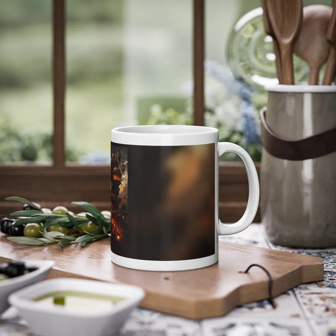 Steampunk City Delights: Vintage Parisian Landscape Art - Mug