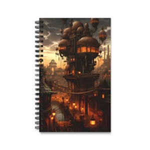Steampunk Dusk City Spiral Notebook