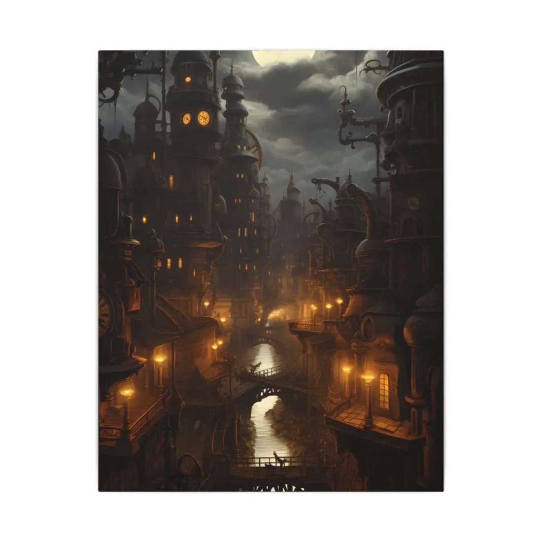 Steampunk City: Whirring Wheels & Brass Towers - Canvas
