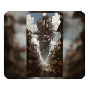 Floating Steampunk City Tower Mouse Pad