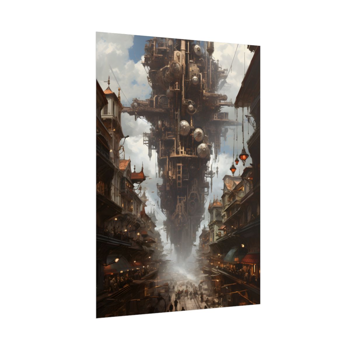 Steampunk Cityscape: A Glimpse into a Futuristic Industrial Era - Poster