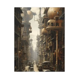 Steampunk City Street Canvas Print