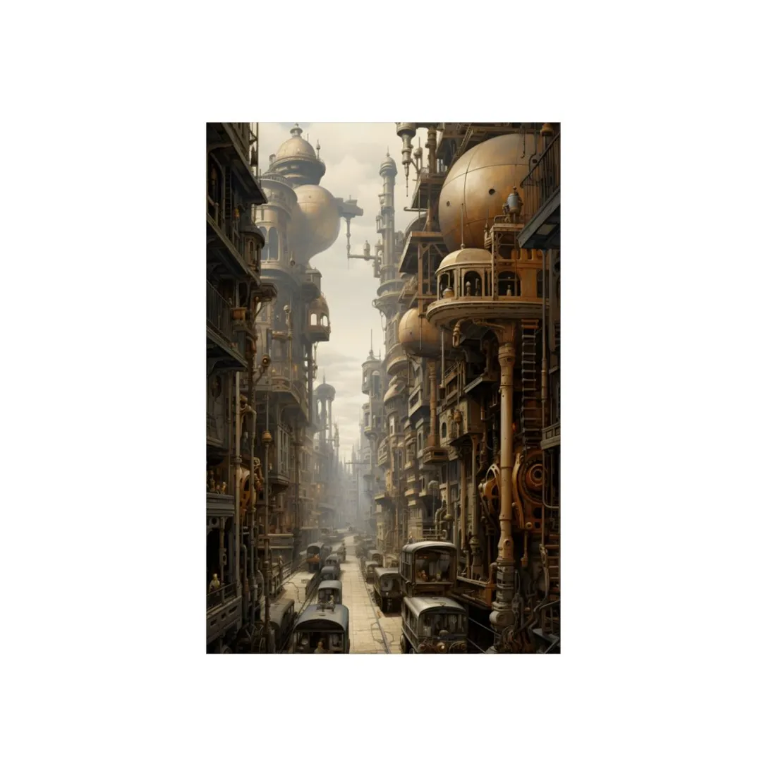 Steampunk Cityscape: A Glimpse into Jules Verne's Paris - Metal Poster