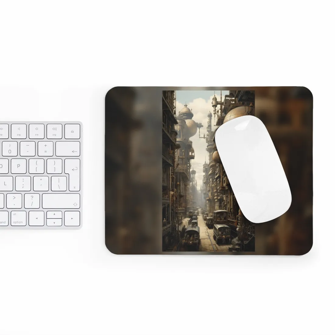 Steampunk Cityscape: A Glimpse into Jules Verne's Paris - Mouse Pad