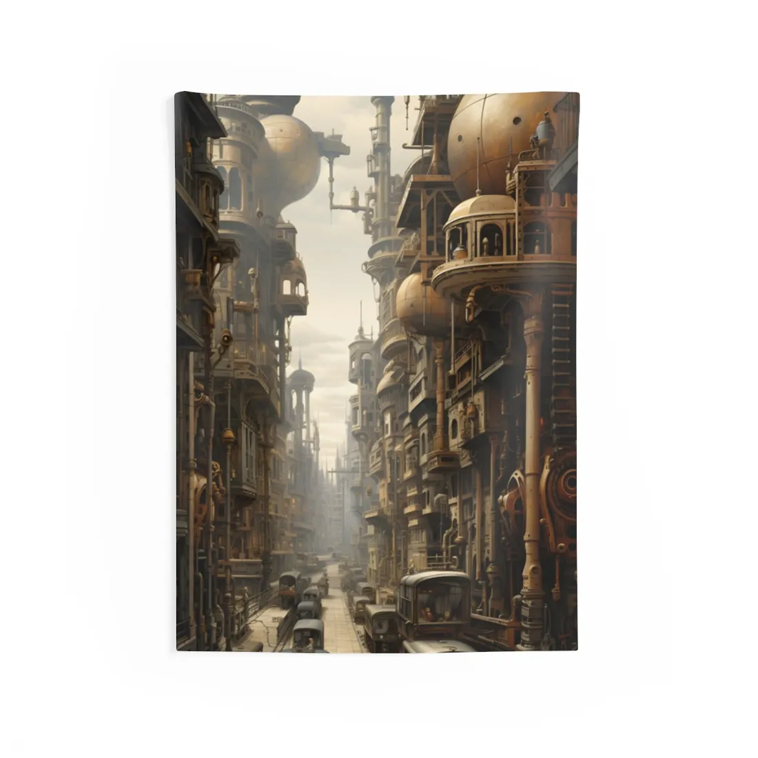 Steampunk Cityscape: A Glimpse into Jules Verne's Paris - Wall Tapestry