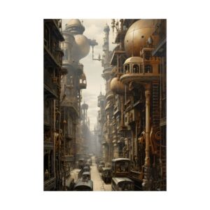 Steampunk City Street Poster