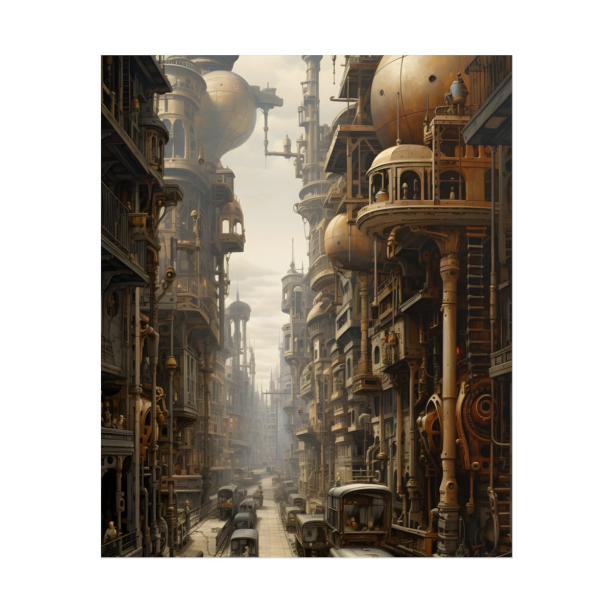 Steampunk Cityscape: A Glimpse into Jules Verne's Paris - Poster