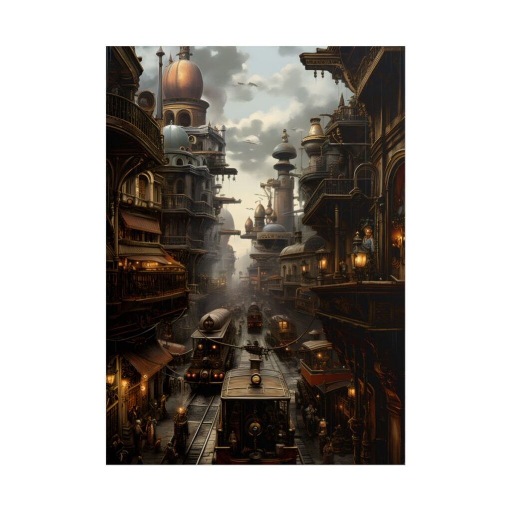 Steampunk Cityscape: Industrial Marvel Artwork - Poster