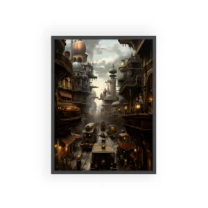Brass Domed Train Street Framed Poster