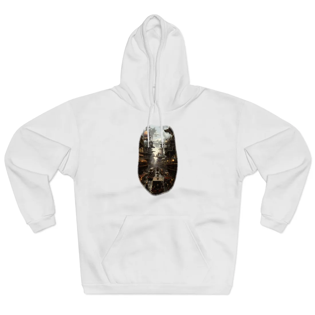 Steampunk Cityscape: Industrial Marvel - Hoodie (White)