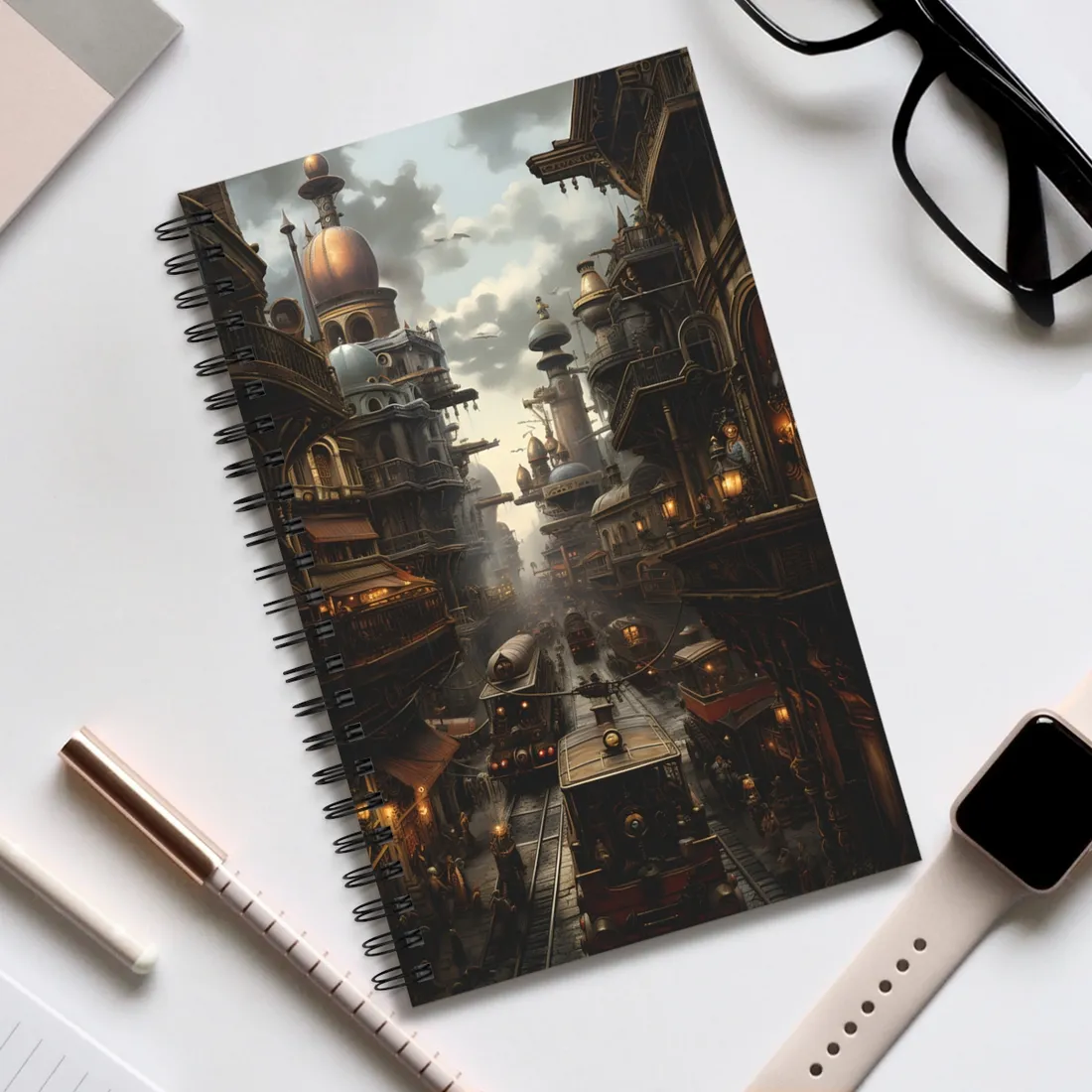 Steampunk Cityscape: Industrial Marvel - Spiral Notebook