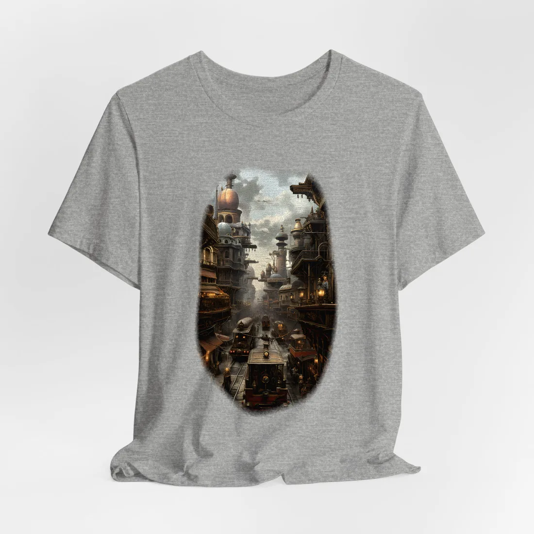 Steampunk Cityscape: Industrial Marvel - T-Shirt (Athletic Heather)