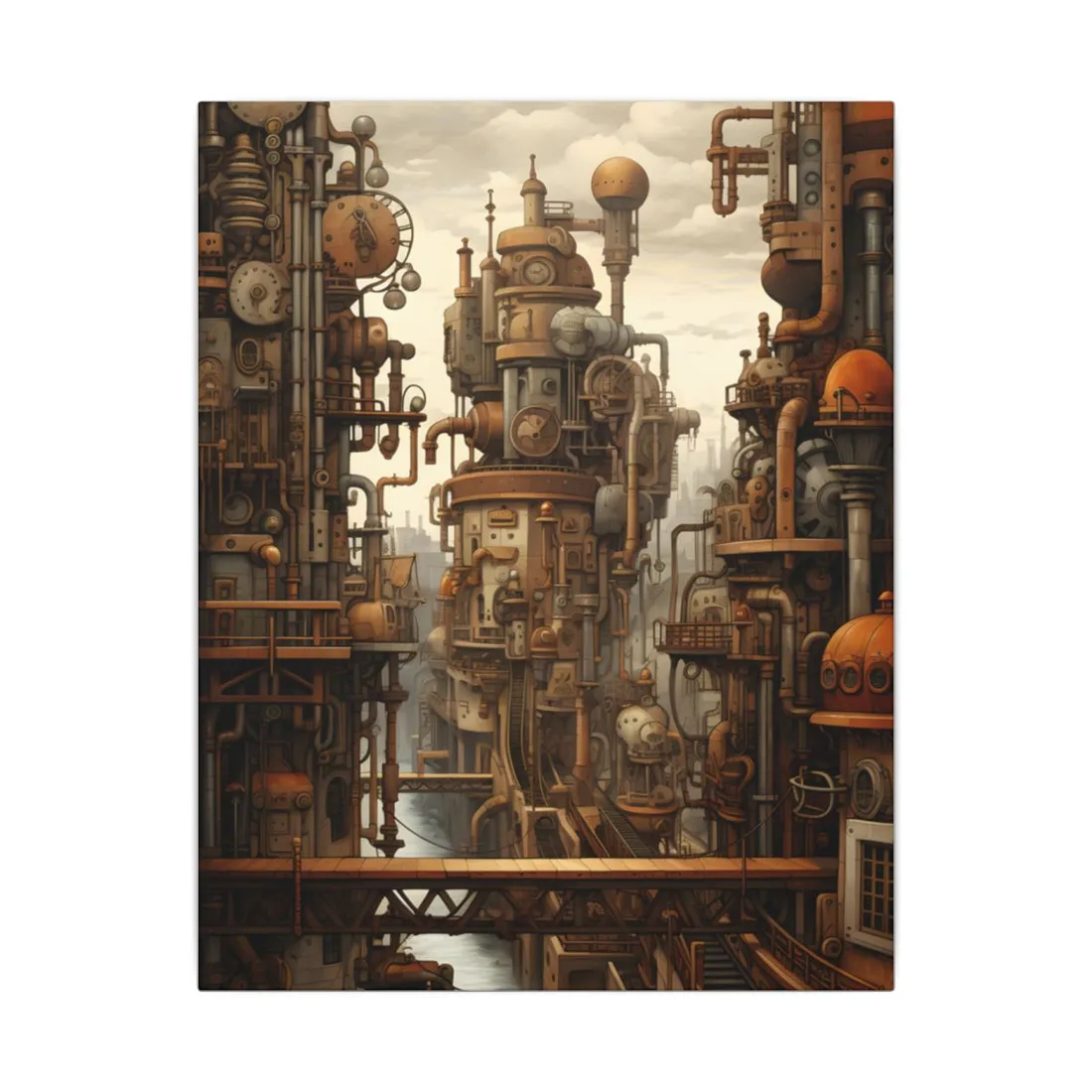 Steampunk Cityscape: Vintage Parisian Dreamscape - Canvas