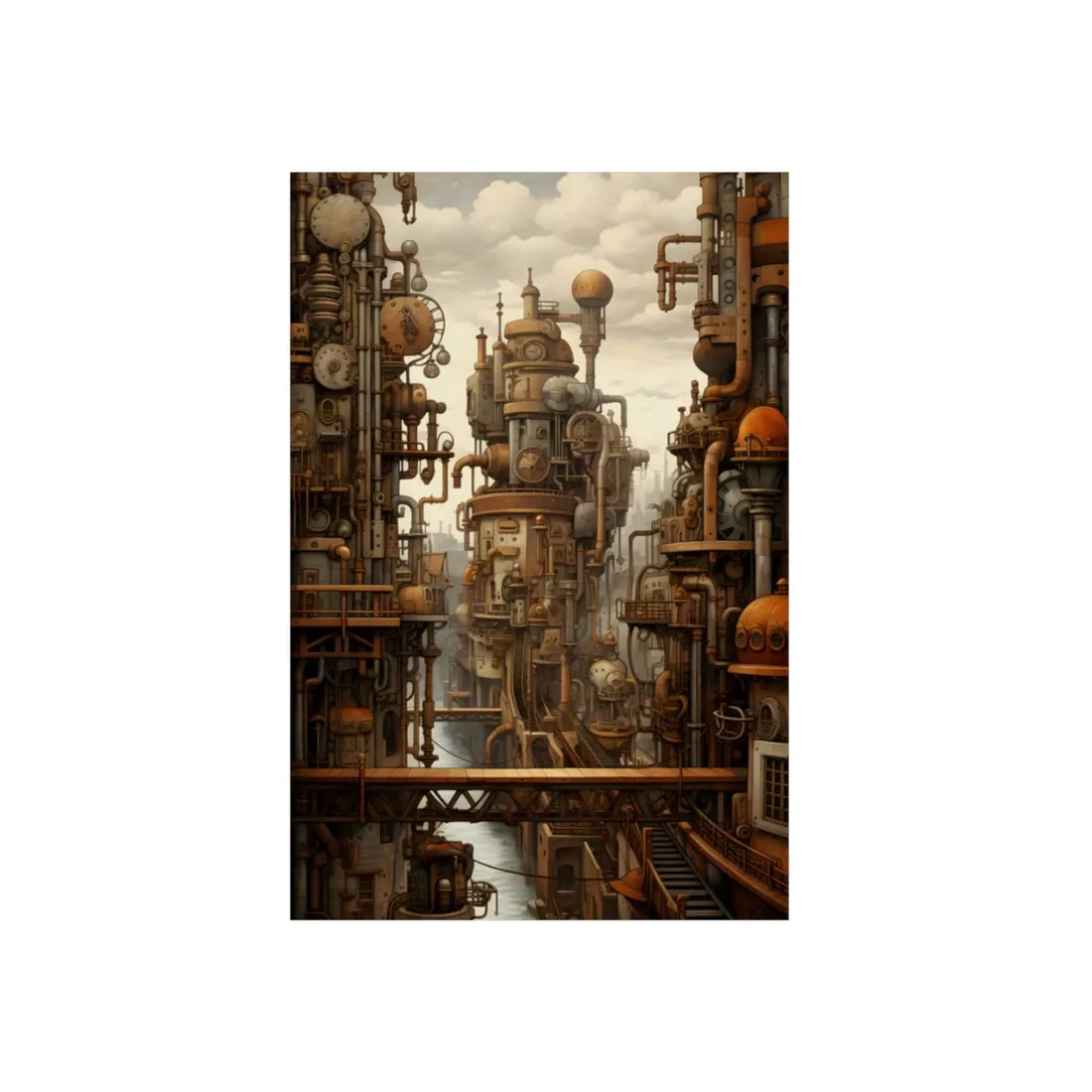Steampunk Cityscape: Vintage Parisian Dreamscape - Metal Poster