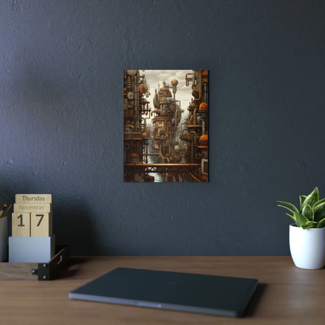 Steampunk Cityscape: Vintage Parisian Dreamscape - Metal Poster