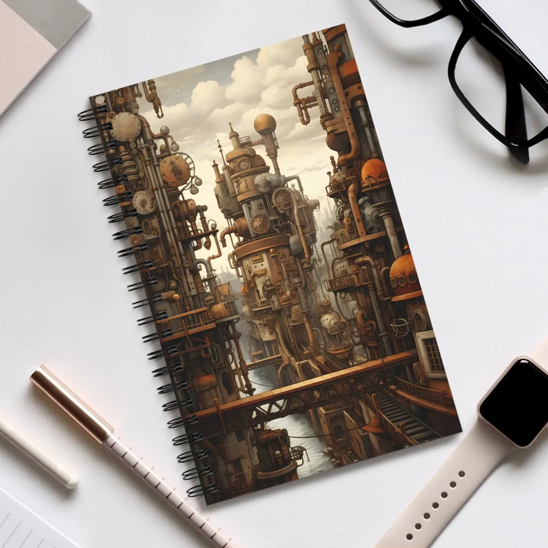 Steampunk Cityscape: Vintage Parisian Dreamscape - Spiral Notebook