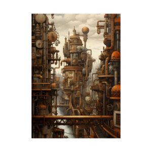 Steampunk City with Pipes Poster