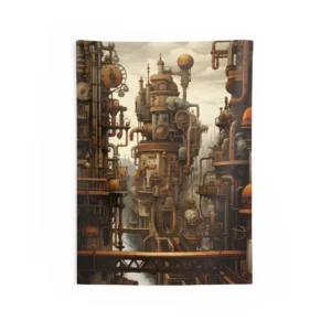 Steampunk City with Pipes Wall Tapestry