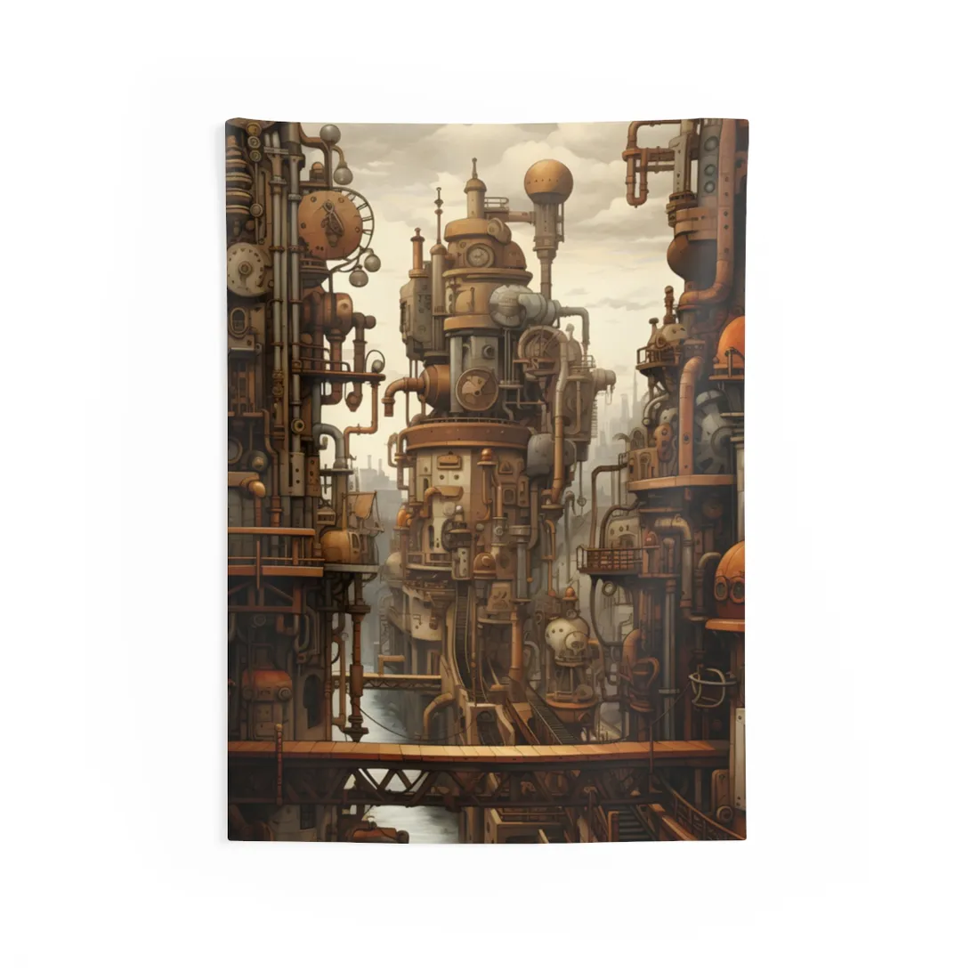 Steampunk Cityscape: Vintage Parisian Dreamscape - Wall Tapestry