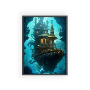 Glowing Undersea Citadel Framed Poster