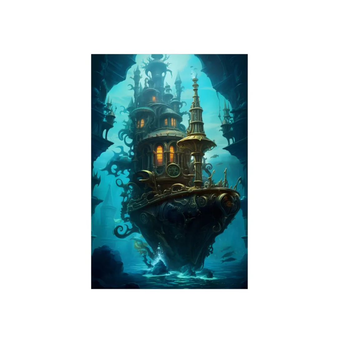Steampunk Dive: Explore Captain Nemos Nautilu - Metal Poster