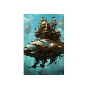 Domed Submarine Above Seabed Metal Poster