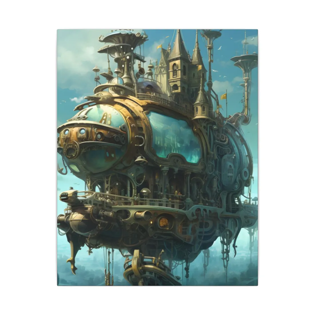 Steampunk Oceanic Adventure: A Crew's Journey Through Mechanical Tides - Canvas