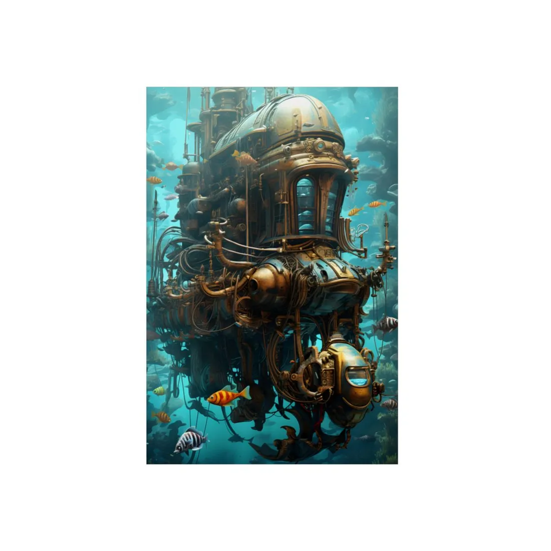 Steampunk Oceanic Adventure: A Crew's Journey Through Time - Metal Poster