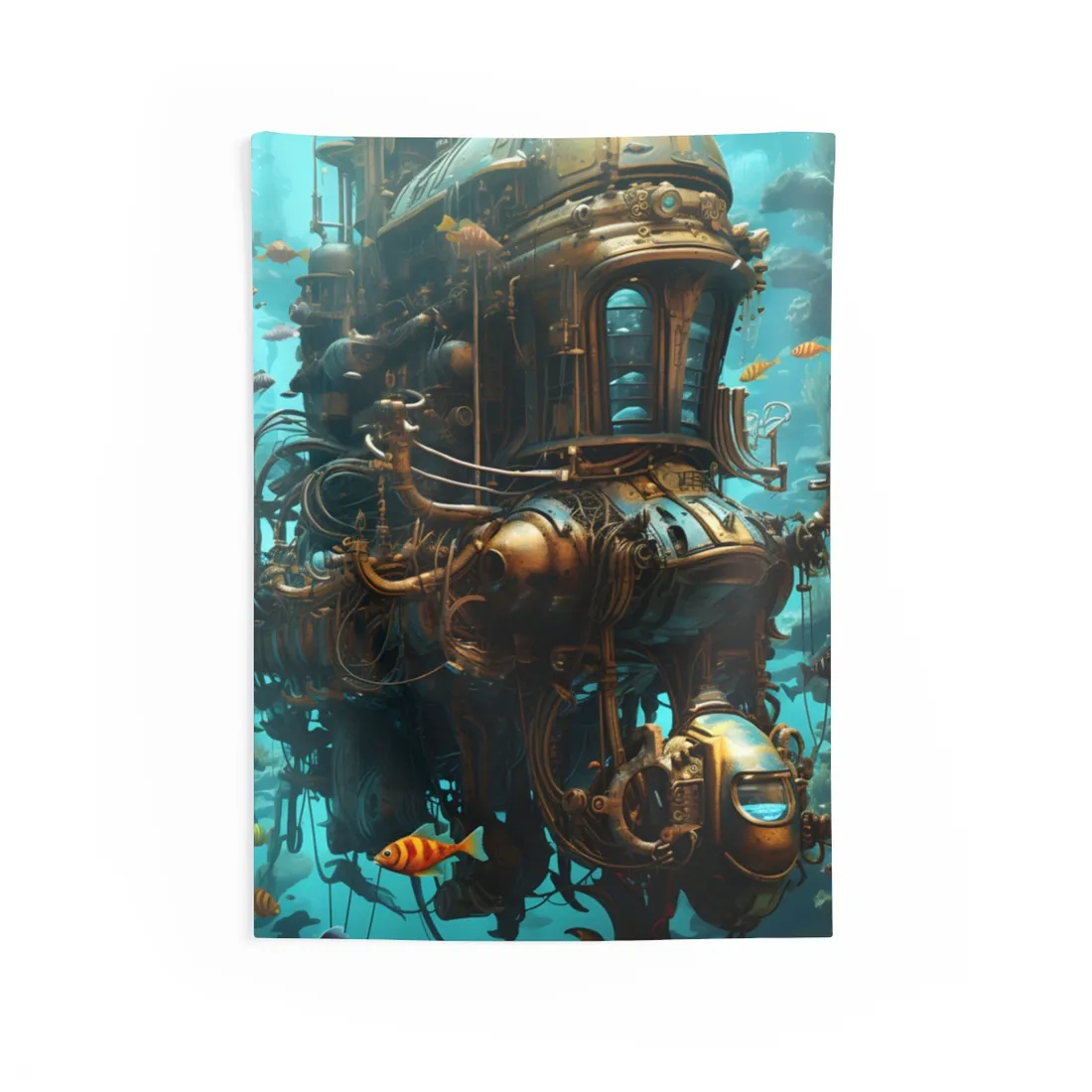 Steampunk Oceanic Adventure: A Crew's Journey Through Time - Wall Tapestry