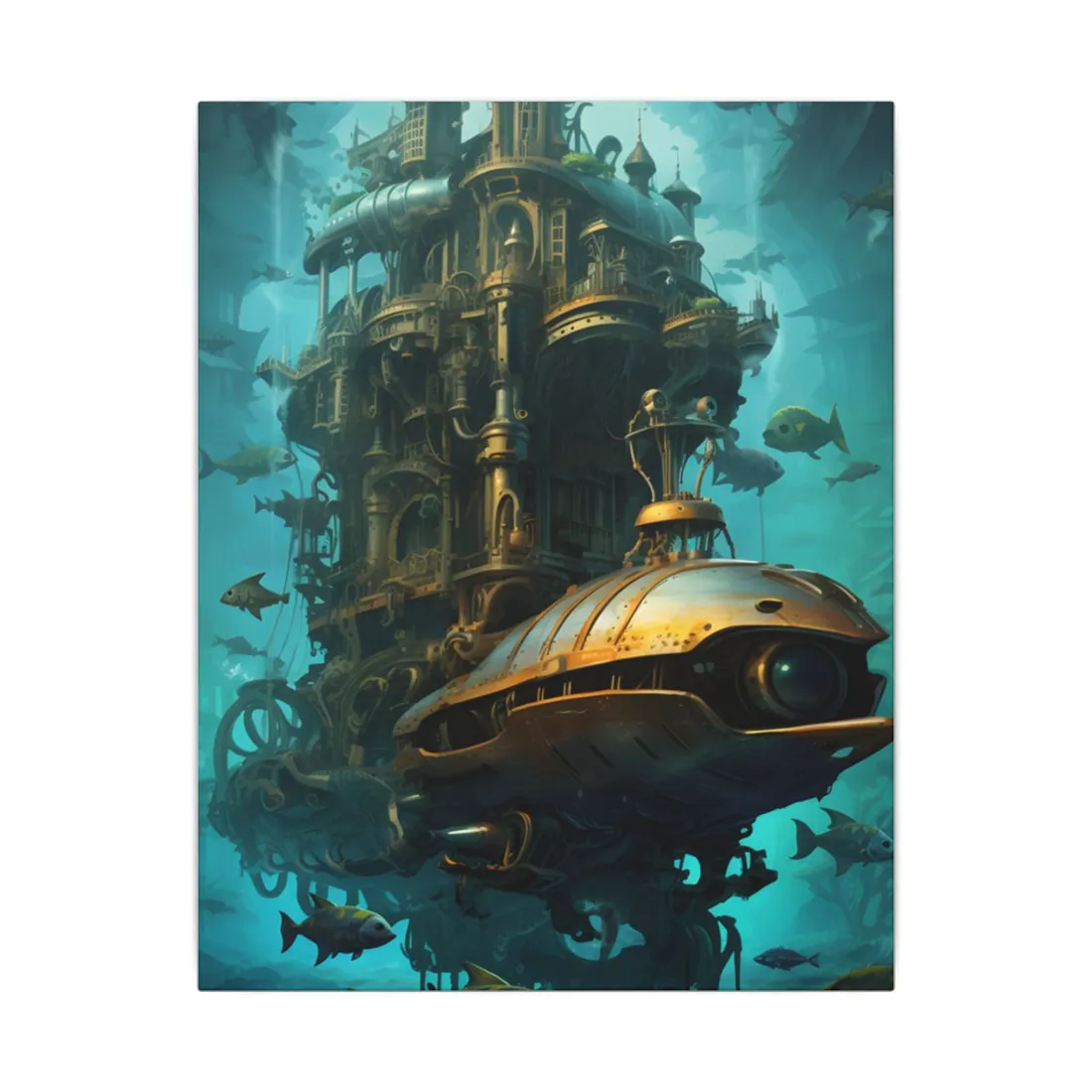 Steampunk Oceanic Adventure: Brass Skirted Explorer - Canvas