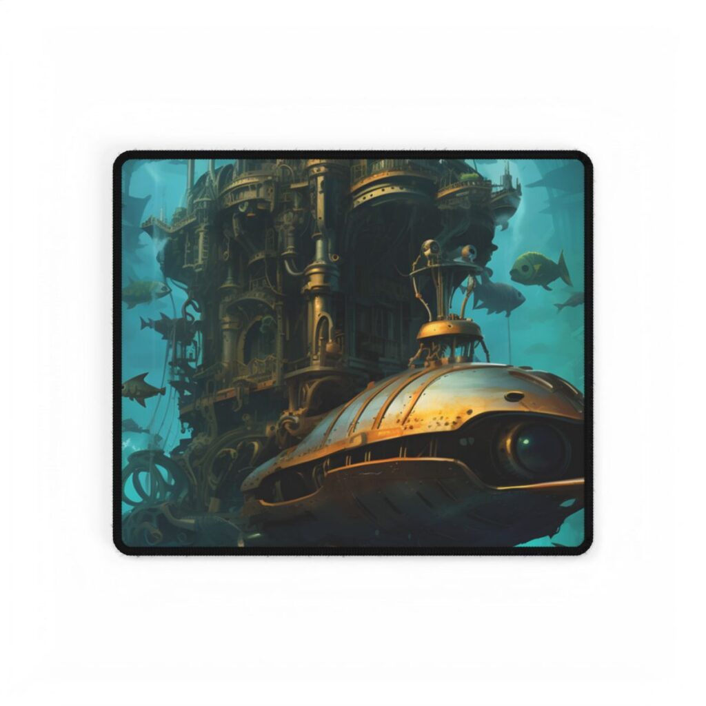 Steampunk Oceanic Adventure: Brass Skirted Explorer - Desk Mat