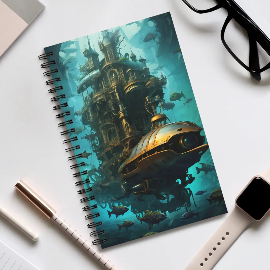 Steampunk Oceanic Adventure: Brass Skirted Explorer - Spiral Notebook