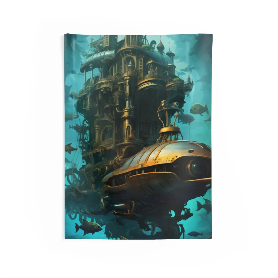 Steampunk Oceanic Adventure: Brass Skirted Explorer - Wall Tapestry