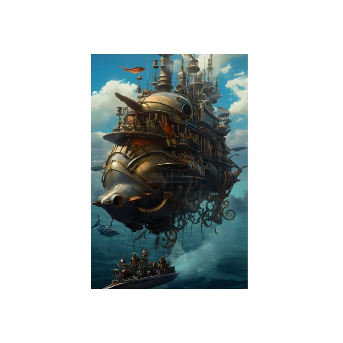 Steampunk Oceanic Adventure: Crew on Ship - Metal Poster