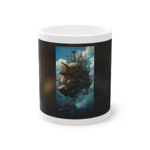 Steampunk Airship over Ocean Mug