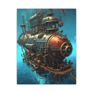 Steampunk Submarine Underwater Canvas Print