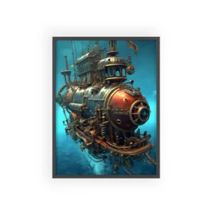 Steampunk Submarine Underwater Framed Poster