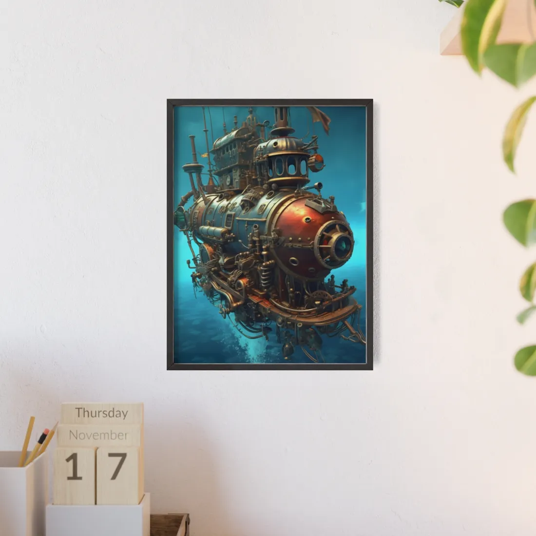 Steampunk Oceanic Adventure: Crew Ready for Journey - Framed Poster