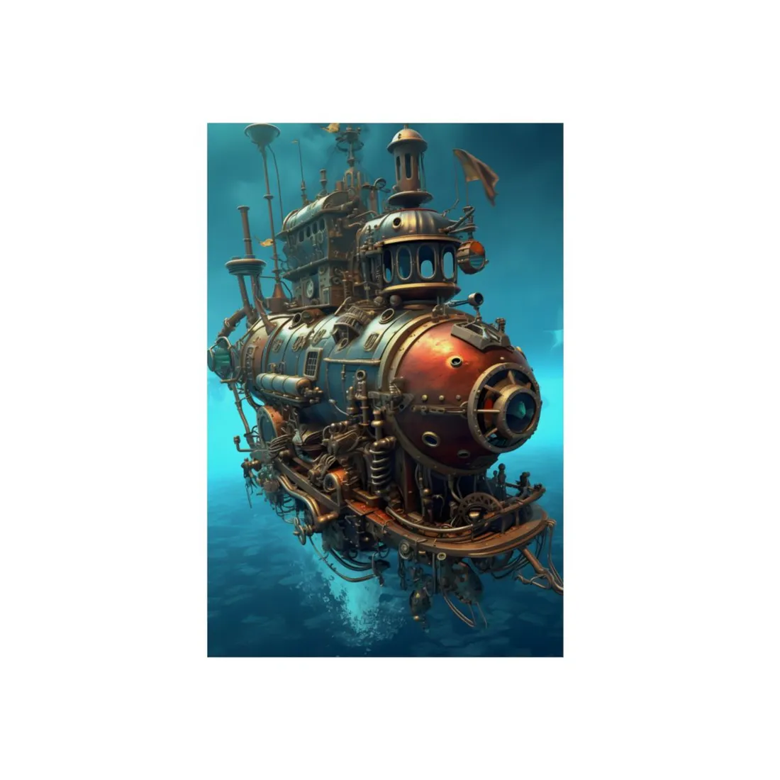 Steampunk Oceanic Adventure: Crew Ready for Journey - Metal Poster
