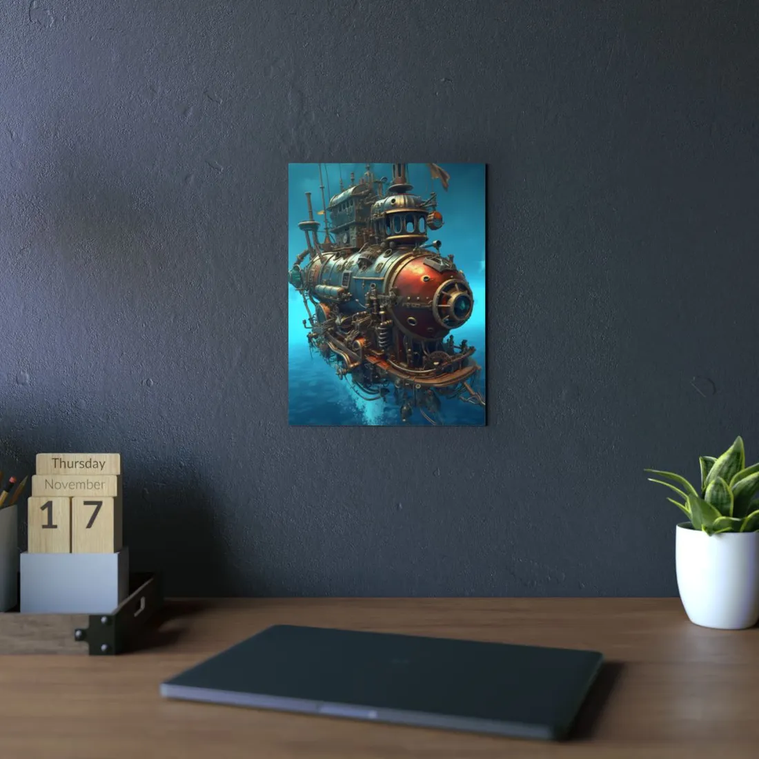 Steampunk Oceanic Adventure: Crew Ready for Journey - Metal Poster