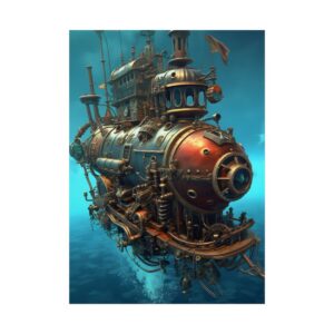 Steampunk Submarine Underwater Poster
