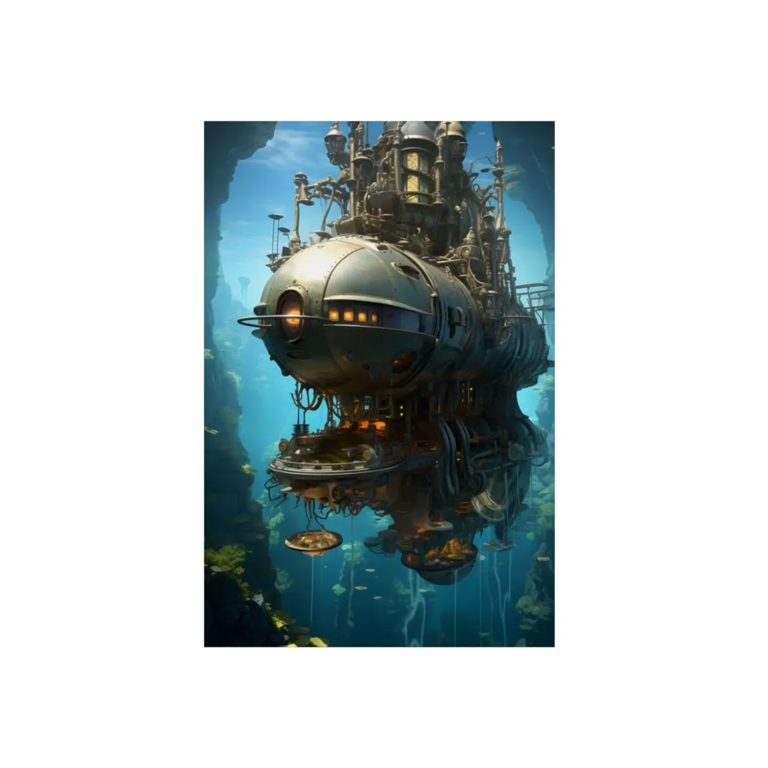 Steampunk Oceanic Adventure: Crew Sails the Horizon - Metal Poster