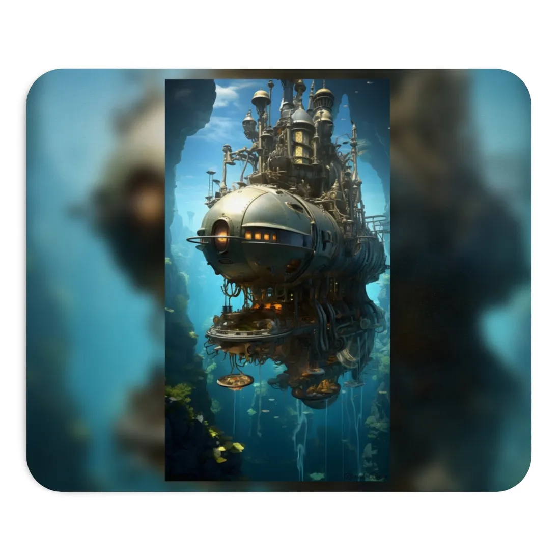 Steampunk Oceanic Adventure: Crew Sails the Horizon - Mouse Pad