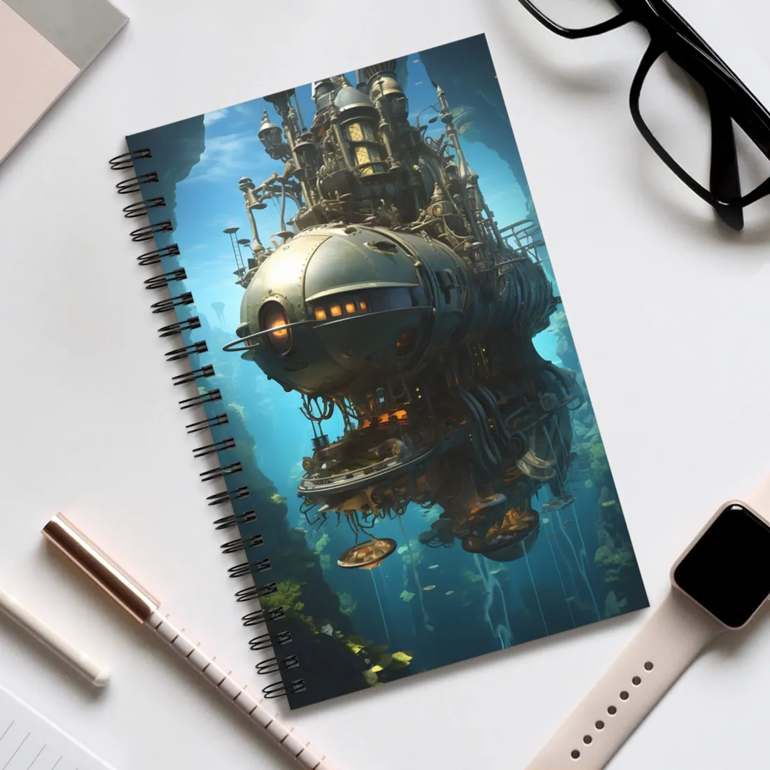 Steampunk Oceanic Adventure: Crew Sails the Horizon - Spiral Notebook