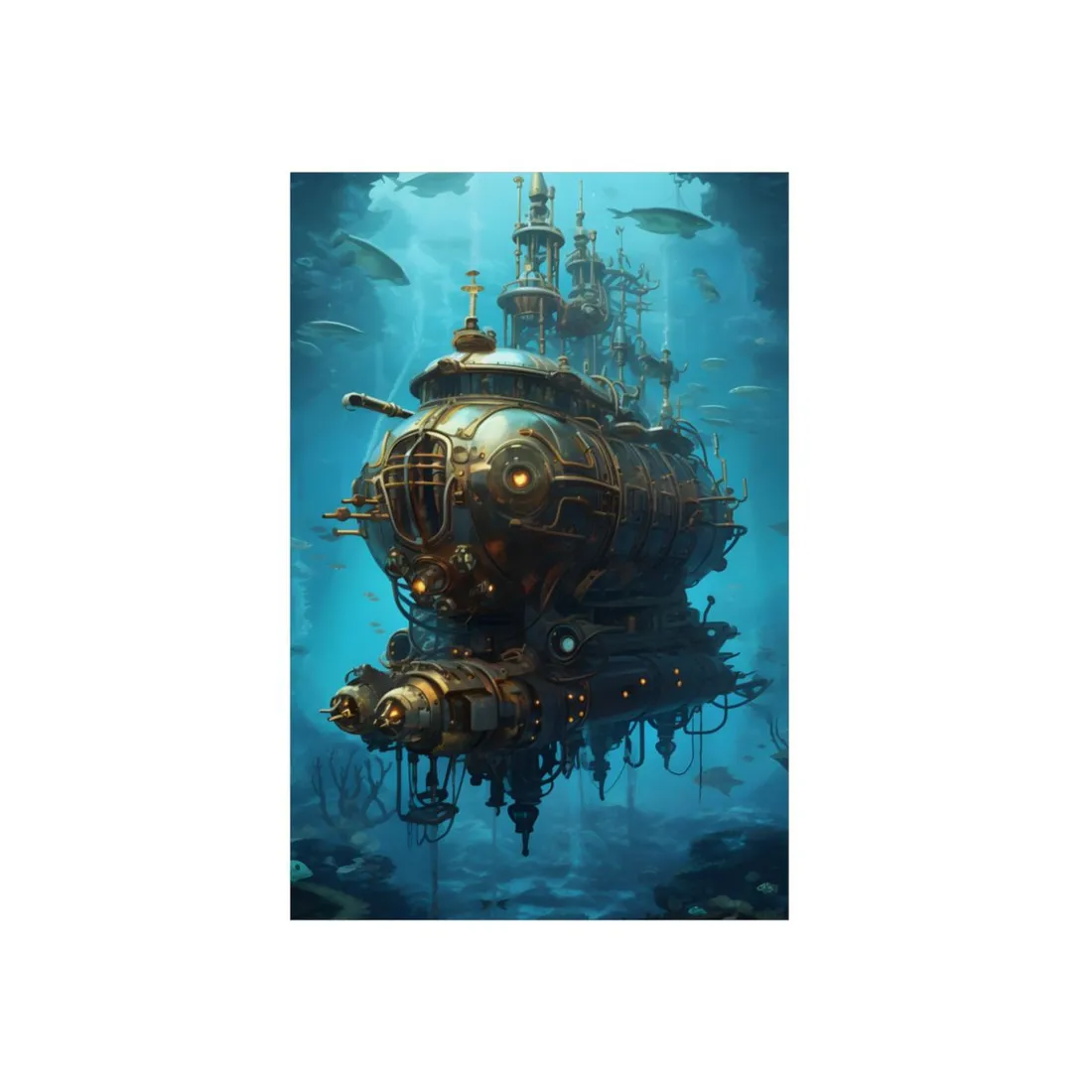 Steampunk Oceanic Adventure: Embarking on a Thrilling Voyage - Metal Poster