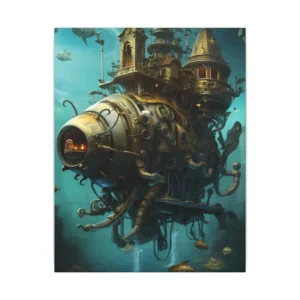Steampunk Submarine Castle Canvas Print