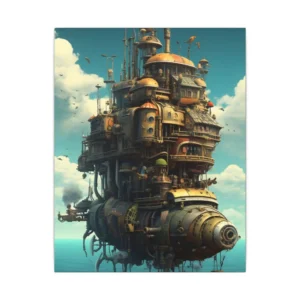 Steampunk Floating Castle over Sea Canvas Print
