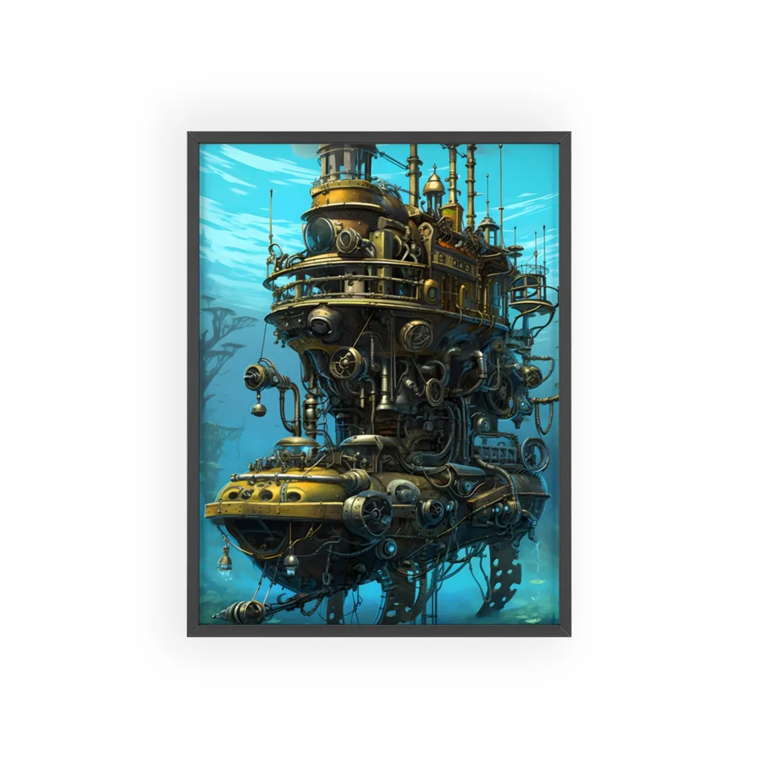Steampunk Oceanic Expedition: A Crew Embarks - Framed Poster
