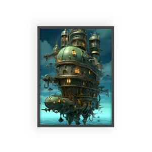 Floating Steampunk Tower Framed Poster