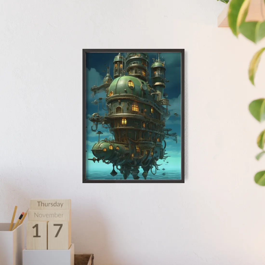 Steampunk Oceanic Odyssey: Setting Sail into Uncharted Horizons - Framed Poster